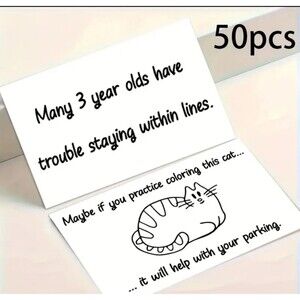 50 Funny Parking Cards Cat Coloring Joke – Stay Within Lines – New